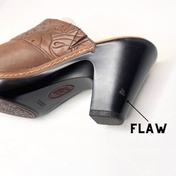 Sofft  Slip In Embossed Brown Clog Leather Mule - Women’s Sizes 8M. - Picture 11 of 12